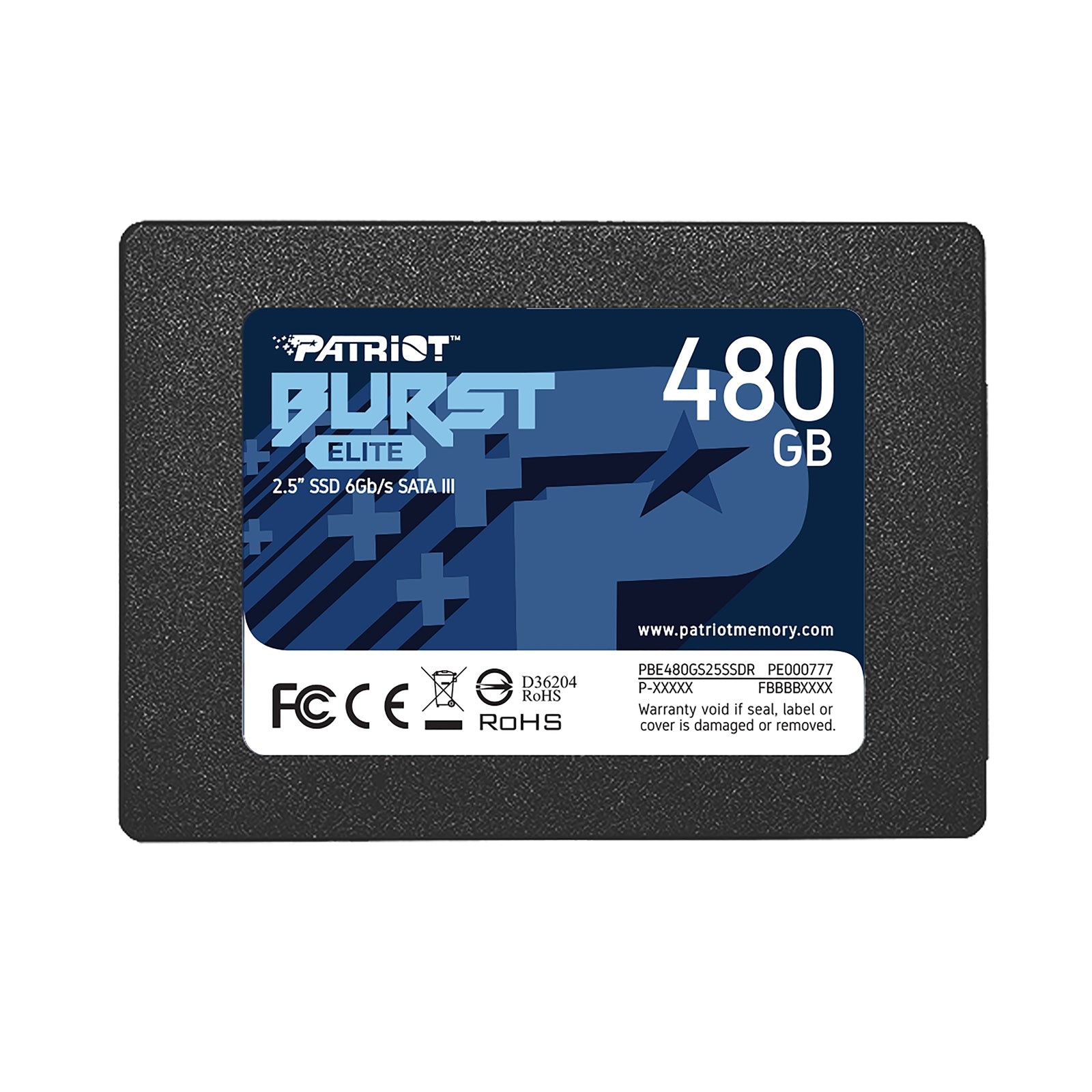 Patriot Elite (PBE480GS25SSDR) 480GB 2.5 Inch SSD, Sata 3 Interface, Read 450MB/s, Write 320MB/s, 3 Year Warranty