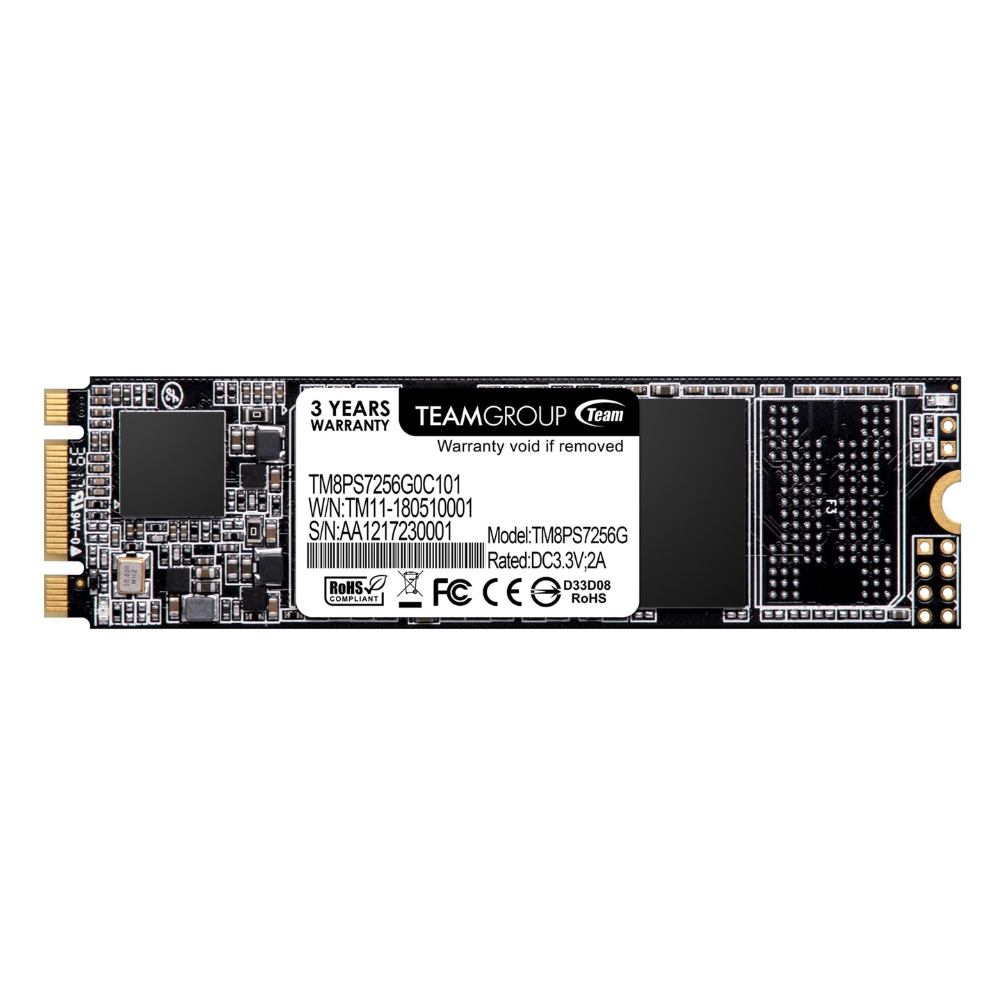 Team MS30 256GB M.2 Sata (TM8PS7256G0C101) 256GB, M.2 Sata Interface, PCIe Gen3, Read 550MB/s, Write 470MB/s, 3 Year Warranty