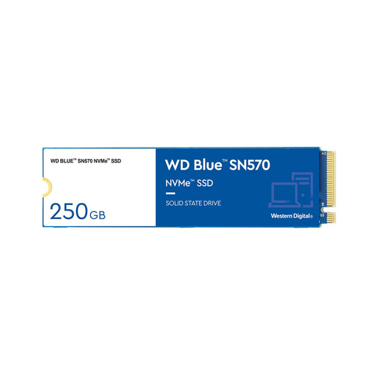 WD Blue SN570 (WDS250G3B0C) 250GB NVMe SSD, M.2 Interface, PCIe Gen3, 2280, Read 3300MB/s, Write 1200MB/s, 5 Year Warranty