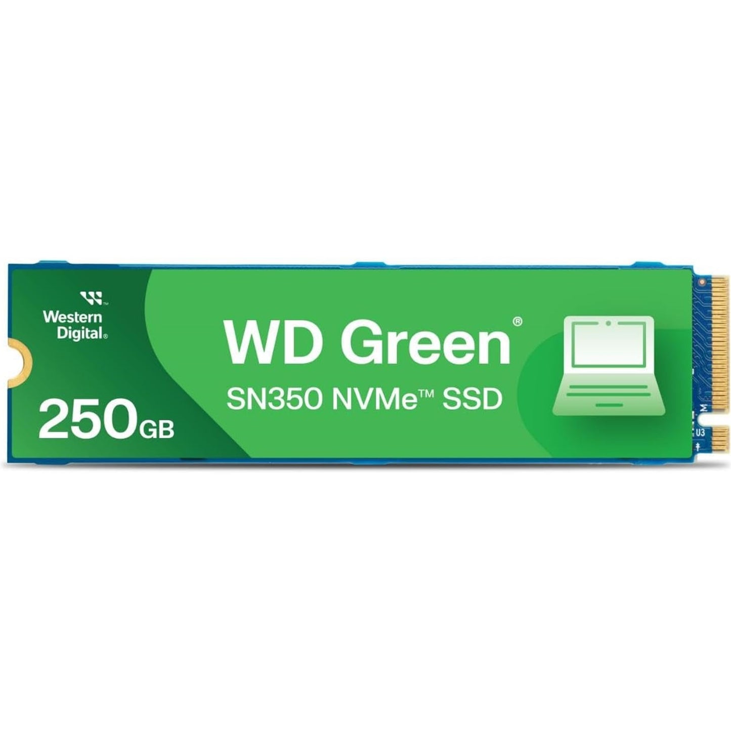 WD Green SN350 (WDS250G2G0C) 250GB NVMe SSD, M.2 Interface, PCIe Gen3, 2280, Read 1500MB/s, Write 2400MB/s, 3 Year Warranty