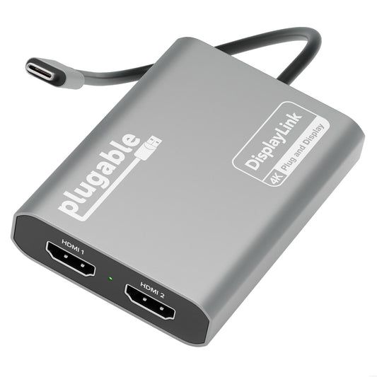 Plugable USBC-6950M Portable USB-C to Dual 4K DisplayLink Certified HDMI Adapter