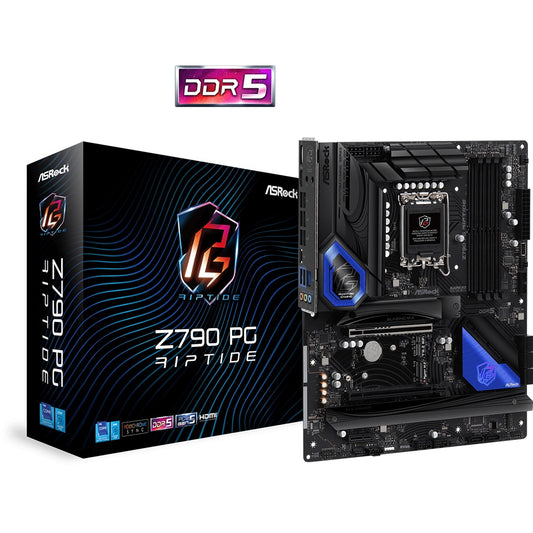 ASRock Z790 PG Riptide Intel 1700 Socket Motherboard, ATX, 4x DDR5 Slots, 5x M.2 Sockets, 2x USB-C Port, Fitted I/O Shield, 2.5GbE LAN, 1x DisplayPort / 1x HDMI Port