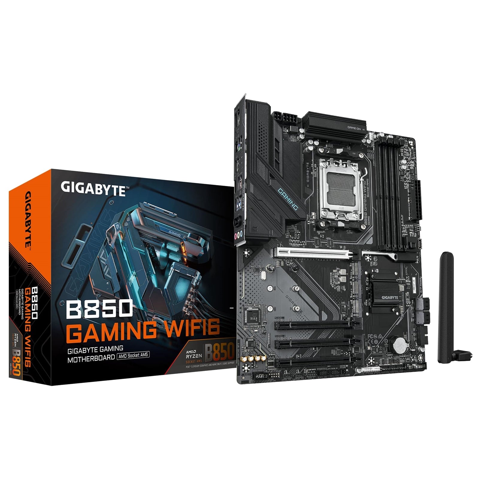 Gigabyte B850 GAMING WIFI6 AMD AM5 Socket Motherboard, ATX, 4x DDR5 Slots, 3x M.2 Sockets, 2x USB-C Port, Fitted I/O Shield, GbE LAN, Wi-Fi 6, 1x DisplayPort / 1x HDMI Port