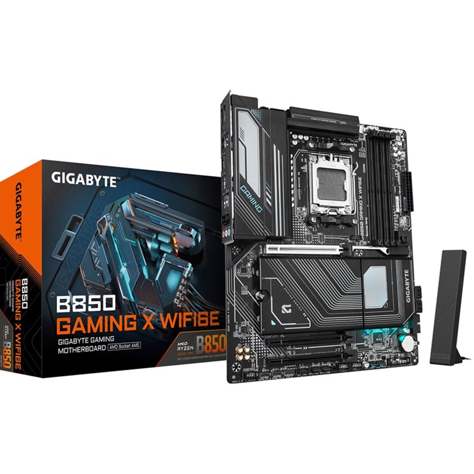 Gigabyte B850 GAMING X WIFI6E AMD AM5 Socket Motherboard, ATX, 4x DDR5 Slots, 3x M.2 Sockets, 2x USB-C Port, Fitted I/O Shield, 2.5GbE LAN, Wi-Fi 6E, 1x DisplayPort / 1x HDMI Port