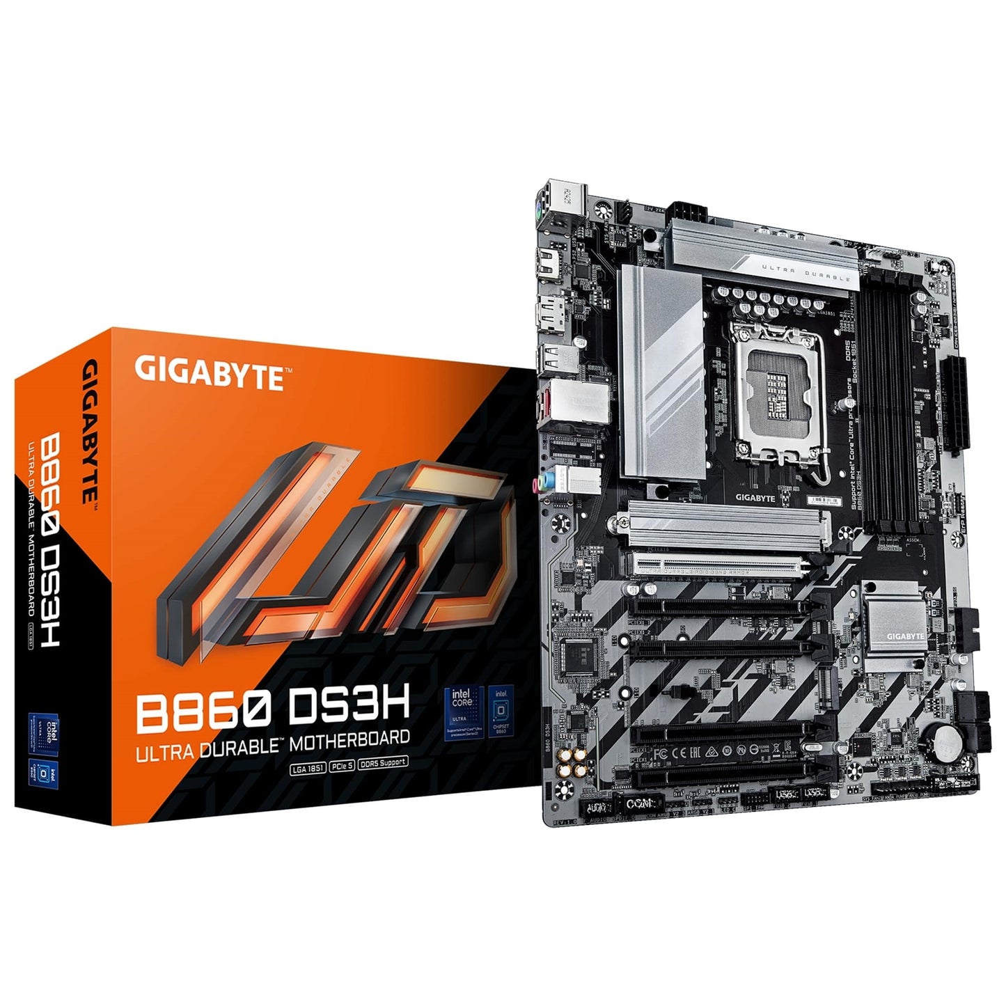 Gigabyte B860 DS3H Intel 1851 Socket Motherboard, ATX, 4x DDR5 Slots, 2x M.2 Sockets, 2x USB-C Port, 2.5GbE LAN, 1x DisplayPort / 1x HDMI Port