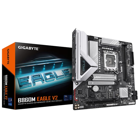 Gigabyte B860M EAGLE Intel 1851 Socket Motherboard, Micro-ATX, 2x DDR5 Slots, 2x M.2 Sockets, 1x USB-C Port, Fitted I/O Shield, 2.5GbE LAN, 1x DisplayPort / 1x HDMI Port