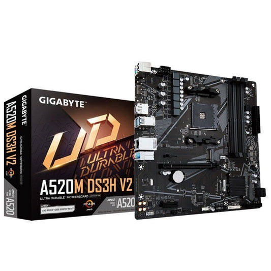 Gigabyte A520M DS3H V2 Ultra Durable AMD AM4 Socket Motherboard, Micro-ATX, 4x DDR4 Slots, 1x M.2 Socket, GbE LAN, 1x DisplayPort / 1x HDMI Port