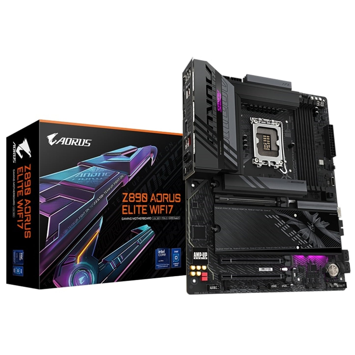 Gigabyte Z890 AORUS ELITE WIFI7 Intel 1851 Socket Motherboard, ATX, 4x DDR5 Slots, 4x M.2 Sockets, 2x USB-C Port, Fitted I/O Shield, 2.5GbE LAN, Wi-Fi 7, 1x DisplayPort / 1x HDMI / 1x USB-C (USB4)