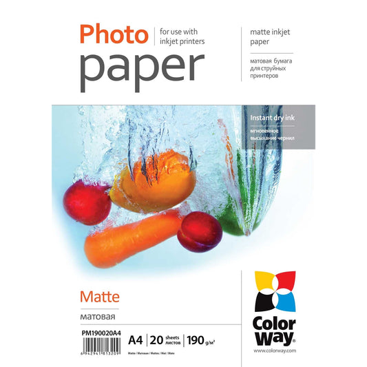 ColorWay Matte A4 190gms Photo Paper 20 Sheets