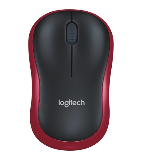 Logitech M185 Wireless Mouse, 2.4GHz with USB Mini Receiver, 12-Month Battery Life, 1000 DPI Optical Tracking, Ambidextrous, Compatible with PC, Mac, Laptop, Red and Black