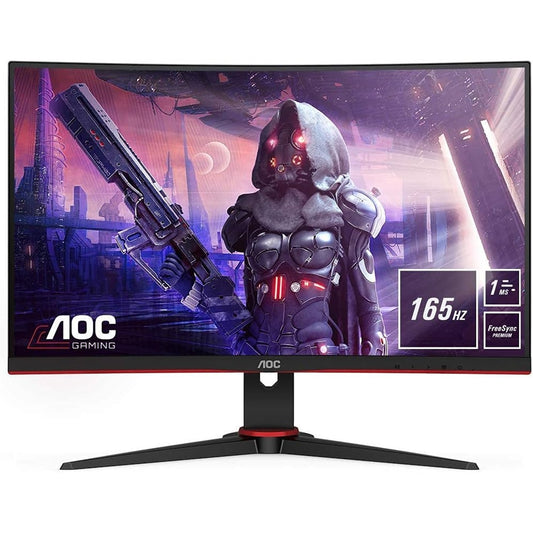 AOC C24G2AE/BK 24 Inch Curved Full HD VA Monitor, 165Hz, 1ms, DisplayPort, HDMI, VGA, Speakers, AMD FreeSync, VESA