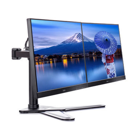 iiyama DS1002D-B1 Dual Desk Stand Monitor Arm, Desk Mount, Fits 2 x 30 Inch Flat Screens, Tilt, Swivel, Height, Rotation, inc Cable Management