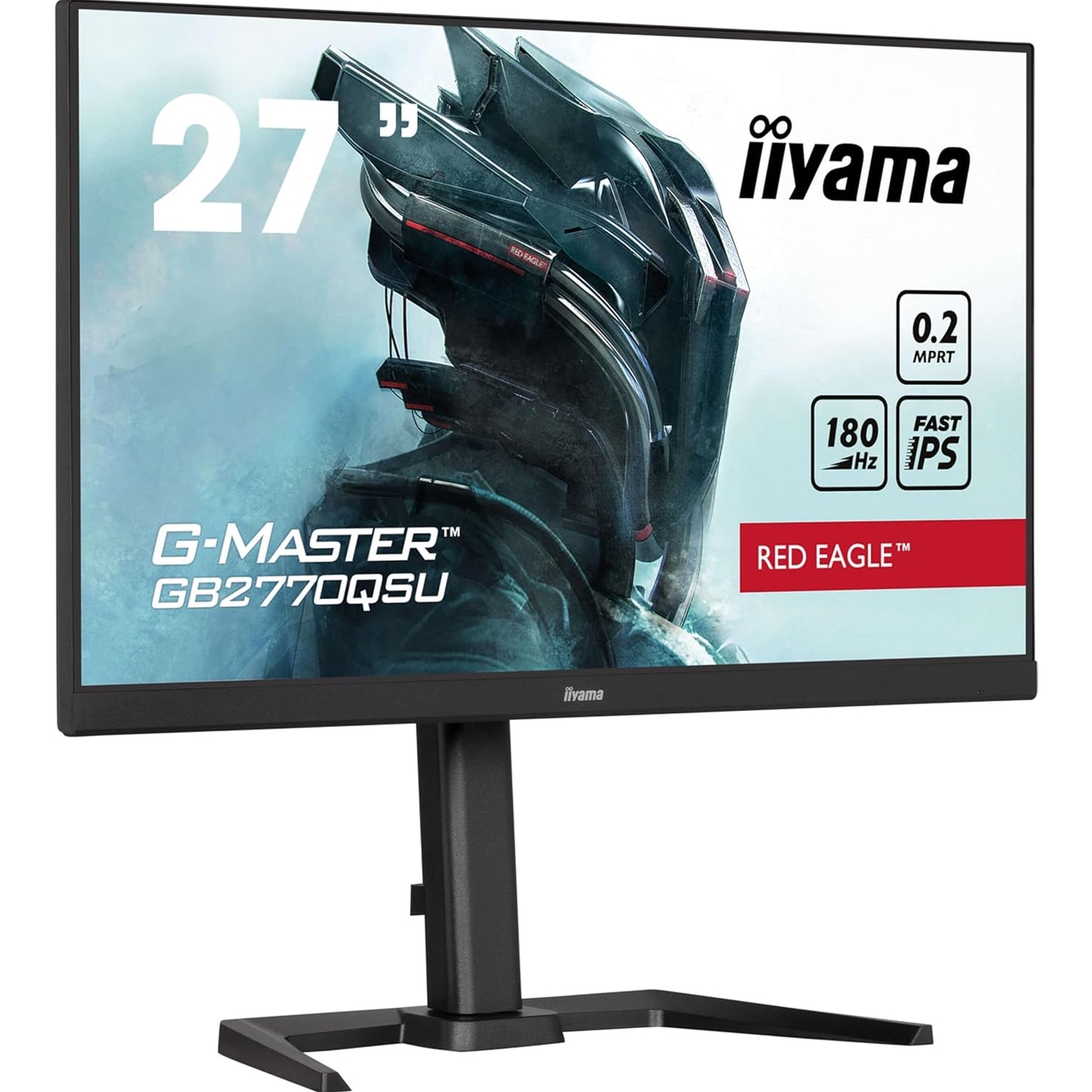 iiyama G-Master GB2770QSU-B6 Red Eagle 27 Inch Gaming Monitor, Black, WQHD, IPS, 180Hz, 0.2ms, FreeSync, HDMI, Display Port, USB Hub, Speakers, Int PSU, Height Adjustable, Pivot, VESA