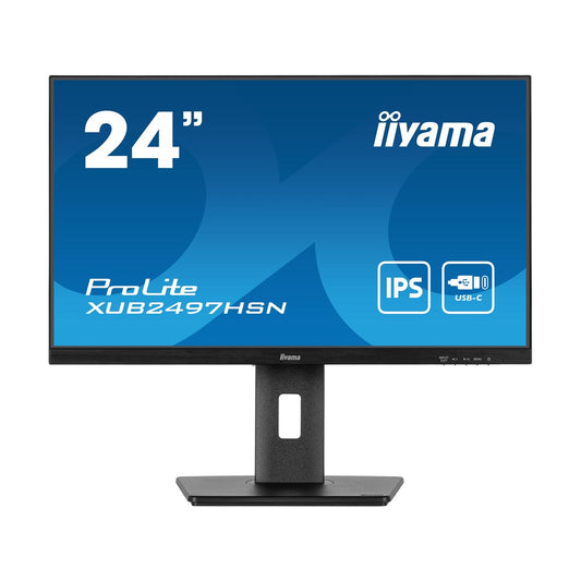 iiyama Prolite XUB2497HSN-B2 24 inch IPS Monitor, USB-C Dock, RJ45(LAN), Full HD, 1ms, HDMI, DisplayPort, USB-Hub, USB-C, 100Hz, Speakers, Black, Internal PSU, VESA, Height Adjust, Pivot