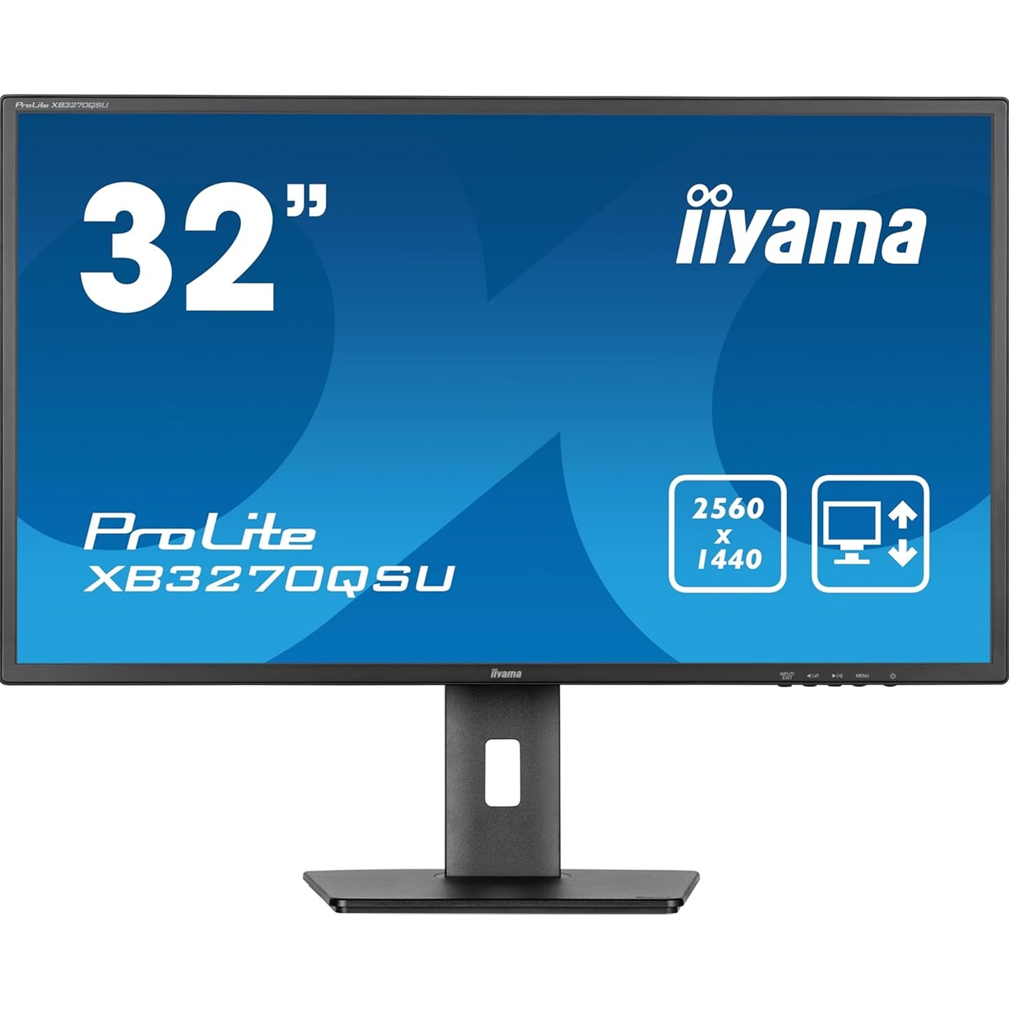 iiyama PROLITE XB3270QSU-B1 32 inch IPS Monitor, WQHD, 3ms, HDMI, DisplayPort, USB Hub, Freesync, 100Hz, Speakers, Black, Internal PSU, Height Adjustable, VESA