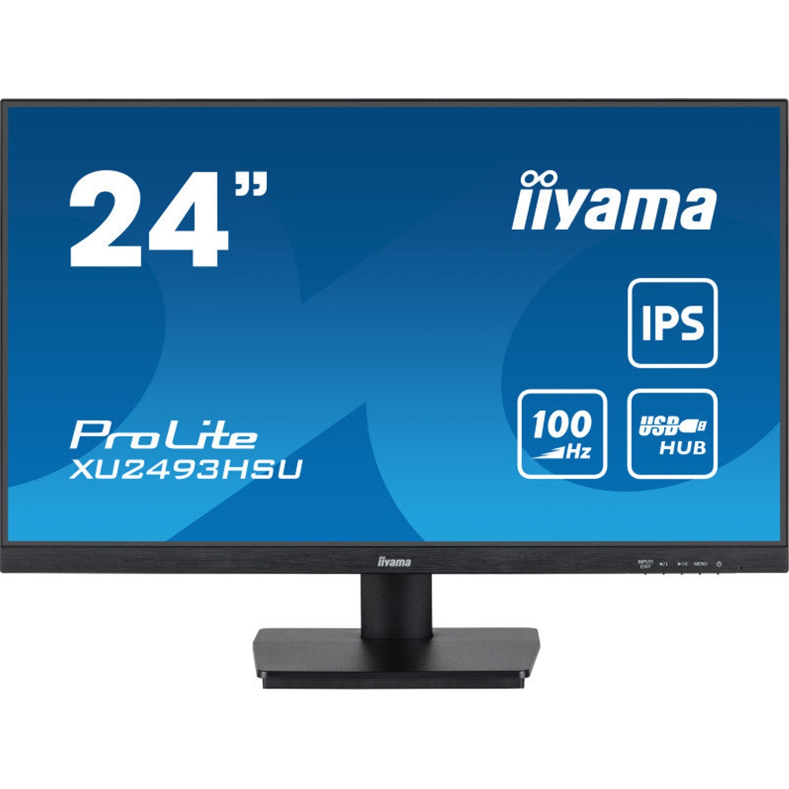 iiyama ProLite XU2493HSU-B6 - IPS Monitor - 24 Inch, 1920x1080 Full HD (1080p) @ 100 Hz, 250 cd/m, 1ms, HDMI, DisplayPort, speakers, VESA, Matte Black