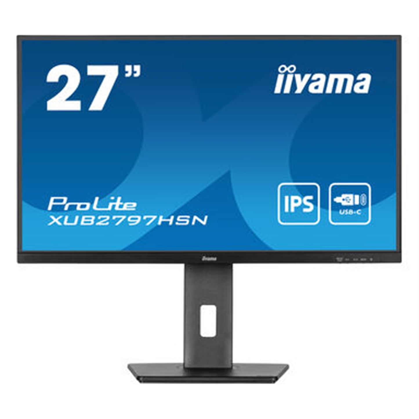 iiyama ProLite XUB2797HSN-B1 27 Inch Full HD IPS Monitor, Matte Black, USB-C Dock, RJ45, 100 Hz, 1x HDMI, 1x DisplayPort, 4x USB Hub, Speakers, Height Adjust, Pivot, VESA