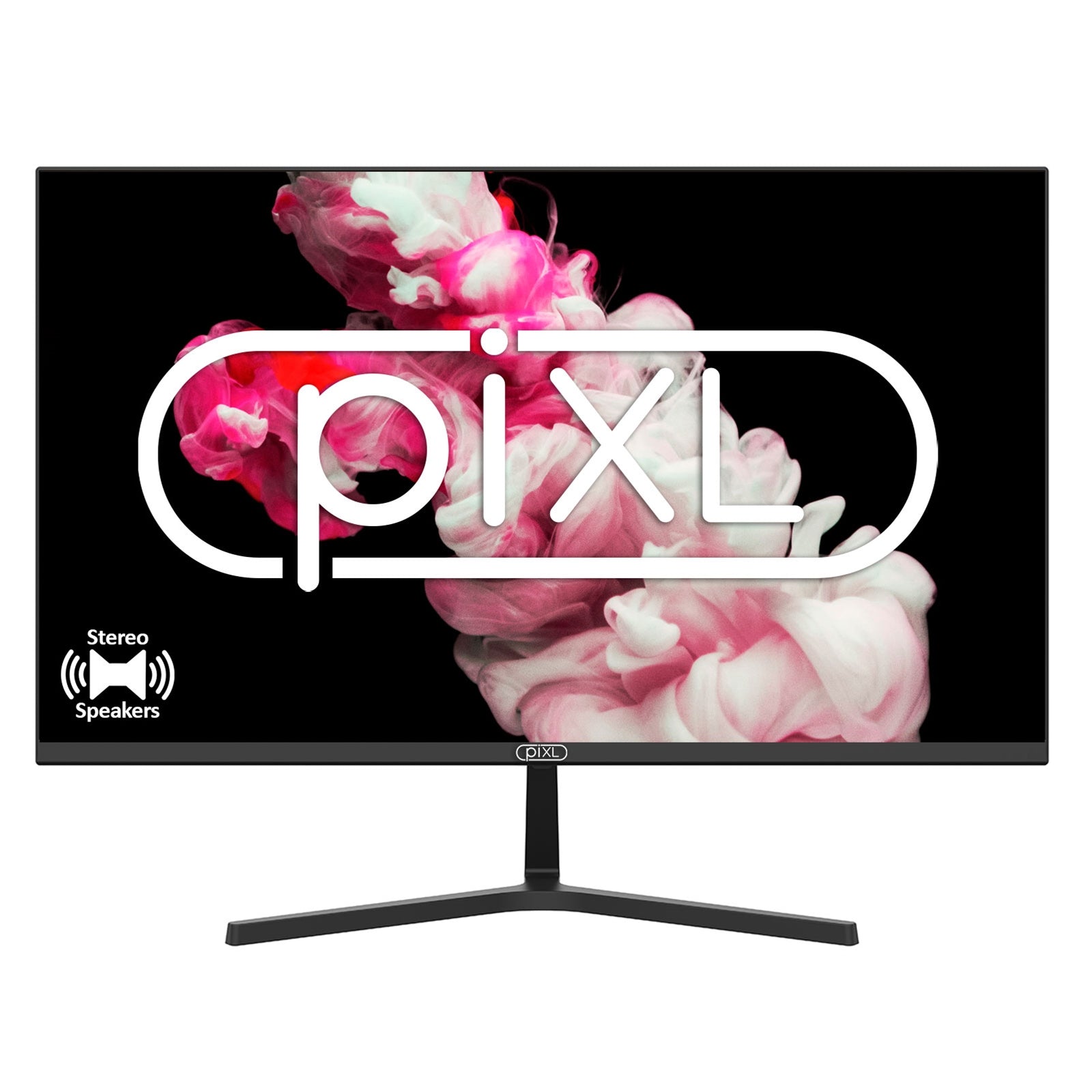 piXL PX27IHDD 27 Inch Frameless Monitor, Widescreen IPS LCD Panel, True -to-Life Colours, Full HD 1920x1080, Speakers, 4ms Response Time, 75Hz Refresh, VGA, HDMI, Black Finish