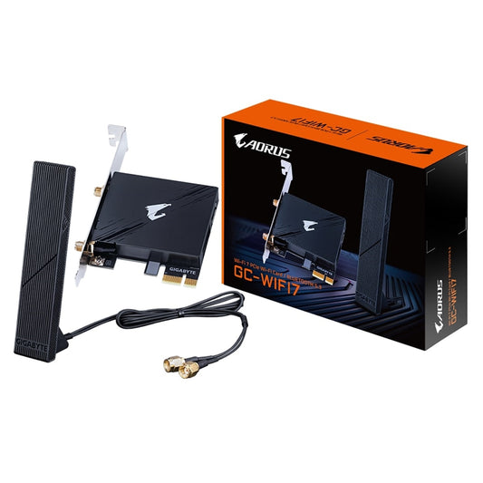 Gigabyte GC-WIFI7 Intel WiFi 7 5800Mbps Tri Band Wireless PCI-Express Card and Bluetooth 5.3 c/w Magnetic Ultra-high Gain Antenna