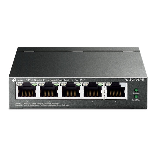 TP-Link TL-SG105PE 5-Port Metal Gigabit Easy Smart PoE Switch with 4-Port PoE+ (65W)