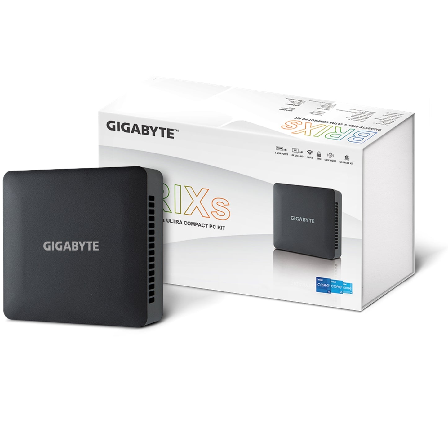 Gigabyte BRIX (GB-BRI7H-1355) Barebone Kit, Intel Core i7-1355U 5.0GHz 10 Core CPU, 1 x DDR4 SO-DIMM Slot, 2 x M.2 Slots, 1x 2.5" HDD/SSD Slot, Wifi AX & Bluetooth 5.2