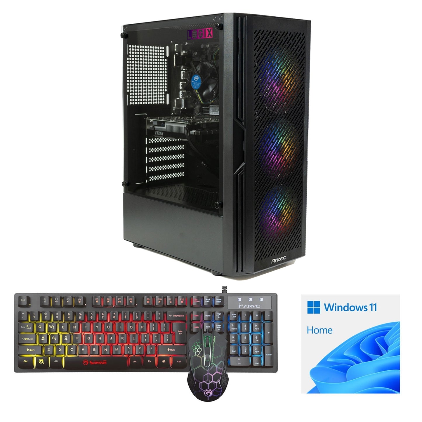 LOGIX Intel i5-10400F 6 Core 12 Threads, 2.90GHz (4.30GHz Boost), 16GB DDR4 RAM, 1TB NVMe M.2, 80 Cert PSU, GTX1650 4GB Graphics, Windows 11 home installed + FREE Keyboard & Mouse - Prebuilt System - Full 3-Year Parts & Collection Warranty