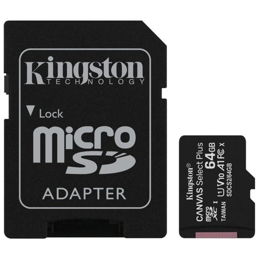 Kingston Canvas Select Plus 64GB Micro SD UHS-I (U1) Flash Card with Adapter