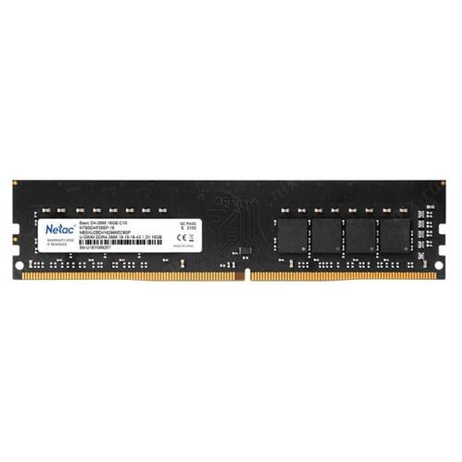 Netac NTBSD4P26SP-16 16GB DIMM System Memory, DDR4, 2666MHz, 1 x 16GB, 288 Pin, 1.35v, CL16-20-20-40