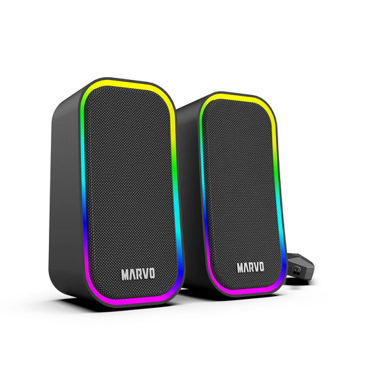 Marvo Scorpion SG-285 Havoc 20 Gaming Speakers, Stereo Sound, 3.5mm and USB Connection, 5 RGB Lighting Modes, 6w, Black