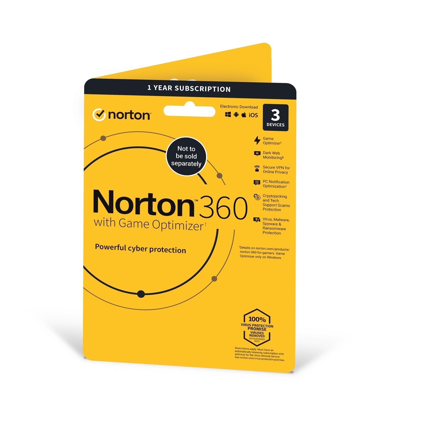 Norton 360 with Game Optimizer 2022, Antivirus for 3 Devices, 1-year subscription Includes VPN, Dark Web Monitoring, Password Manager, 50GB of Cloud Storage, PC/Mac/iOS/Android, Activation Code by email - ESD