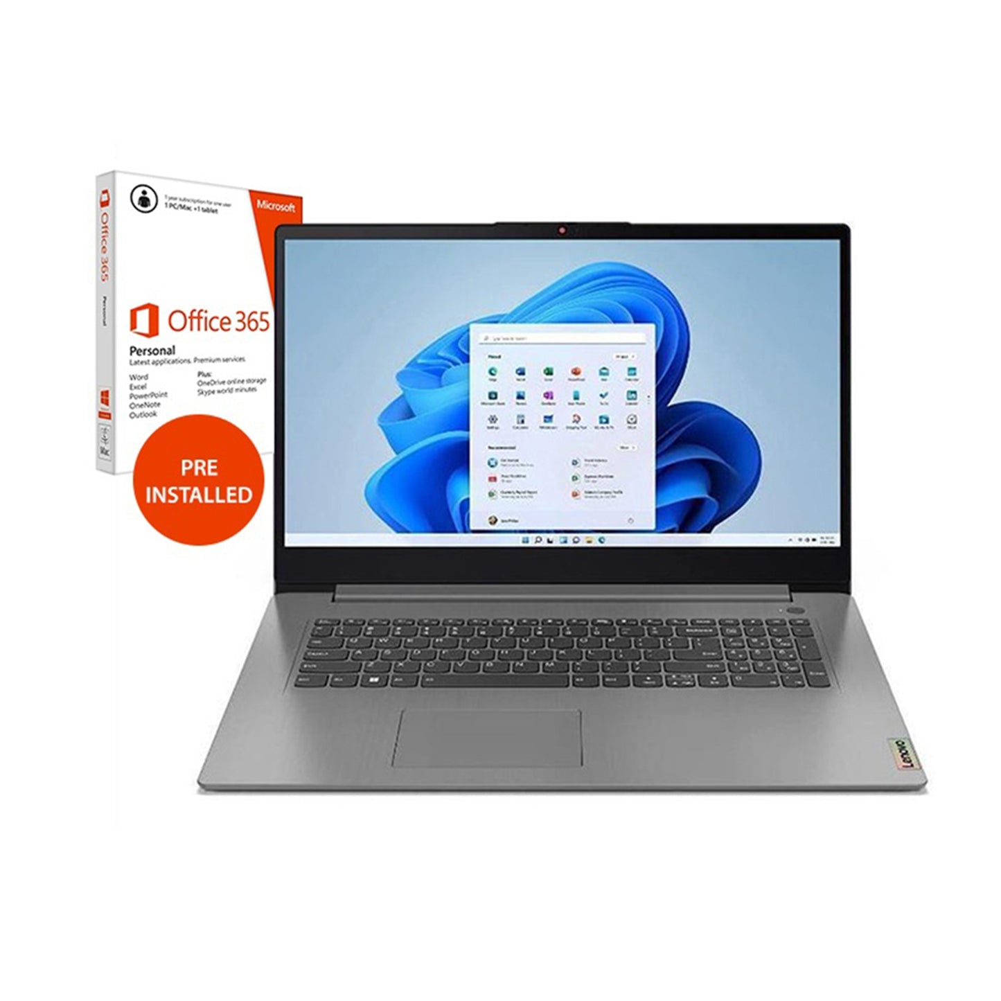 Lenovo IdeaPad 3 Laptop, 17.3 Inch HD Screen, Intel Pentium Gold 8505, 4GB RAM, 128GB SSD, Windows 11 Home S with Microsoft Office 365 Personal 1 Year Included