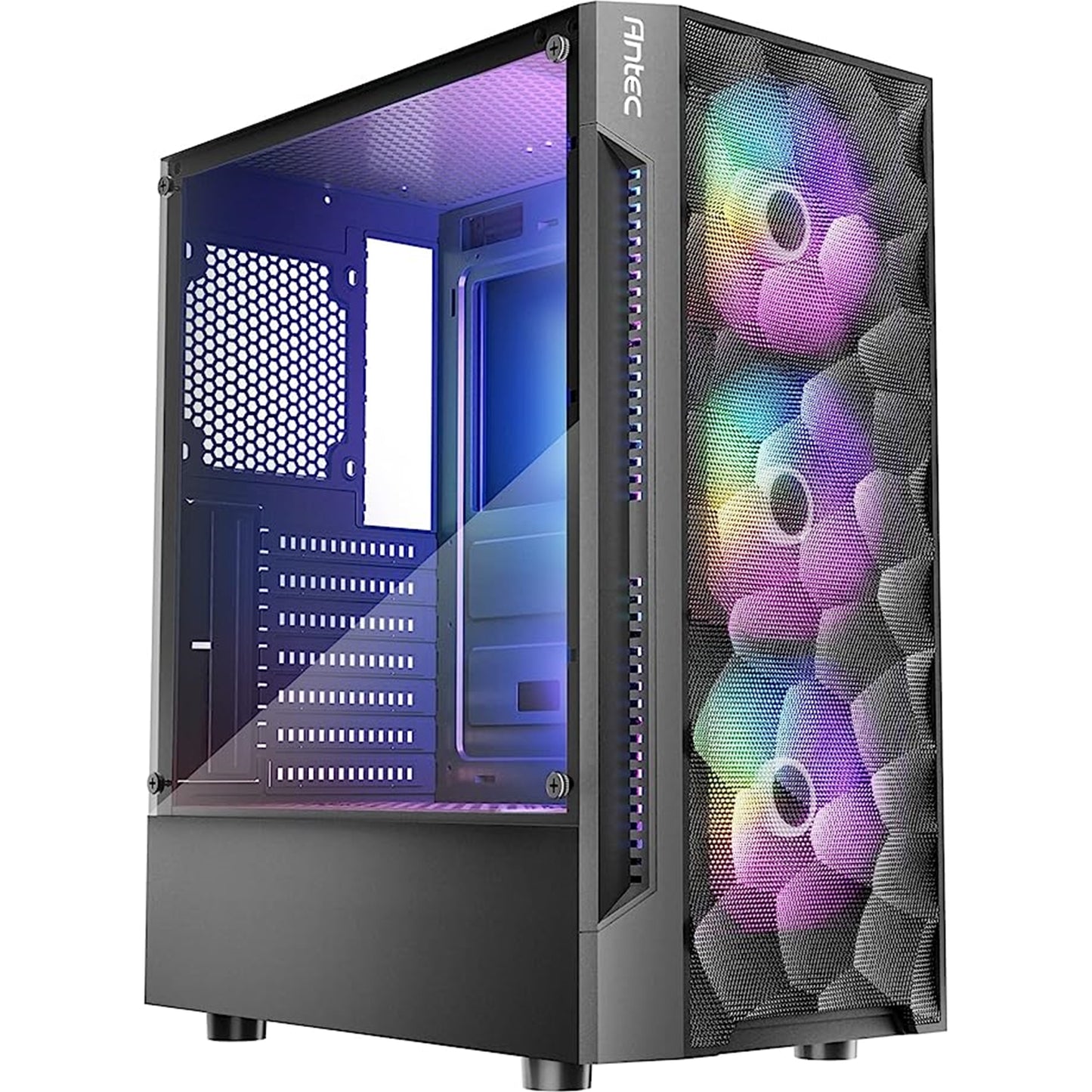 Antec NX260 Black Mid Tower Mesh Front PC Case, 3x 120mm ARGB Fans, USB 3.0, ATX/MicroATX/Mini-ITX