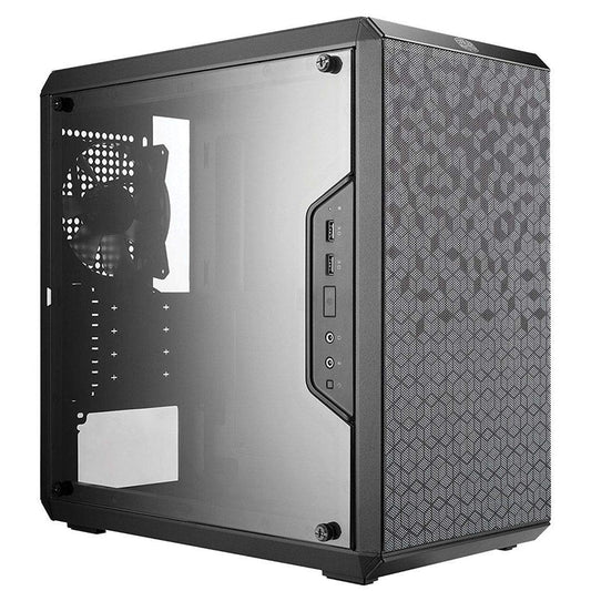 Cooler Master MasterBox Q300L Case, Black, Mini Tower, 2 x USB 3.0 Type-A, Edge-to-Edge Acrylic Transparent Side Panel, Unique Patterned Front & Top Dust Filter, Modular I/O Panel, Vertical or Horizontal Positioning