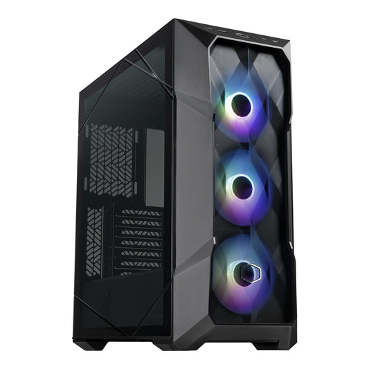 Cooler Master MasterBox TD500 Mesh V2 Case, Black, Mid Tower, 2 x USB 3.2 Gen 1 Type-A / 1 x USB 3.2 Gen 2 Type-C, Tool-Free Crystalline Tempered Glass Side Panel with Polygonal FineMesh Front Panel, 3 x CF120 Addressable RGB Fans Included with ARGB & Fan