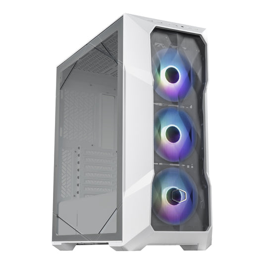 Cooler Master MasterBox TD500 Mesh V2 Case, White, Mid Tower, 2 x USB 3.2 Gen 1 Type-A / 1 x USB 3.2 Gen 2 Type-C, Tool-Free Crystalline Tempered Glass Side Panel with Polygonal FineMesh Front Panel, 3 x CF120 Addressable RGB Fans Included with ARGB & Fan