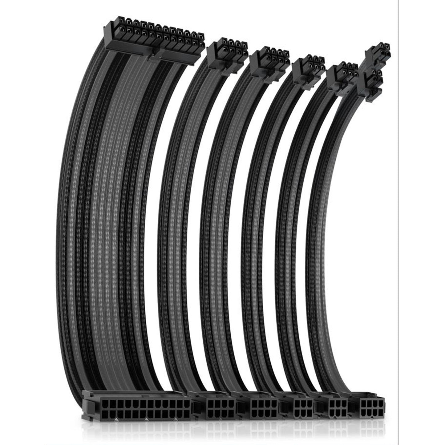 Antec Black/Grey PSU Extension Cable Kit with black connectors – 6 Pack (24 PIN / 1 x CPU 4+4 / 2x PCI-E 8 / 2 x PCI-E 6)