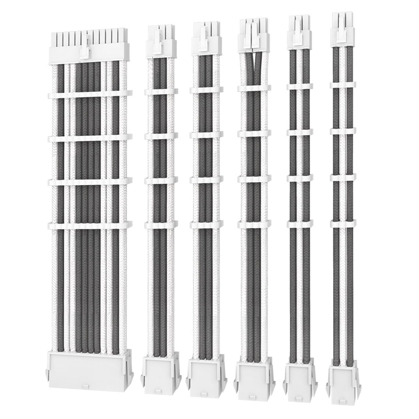 Antec White/Grey PSU Extension Cable Kit - 6 Pack (1x 24 Pin, 1x 4+4 Pin, 2x 8 Pin, 2x 6 Pin)