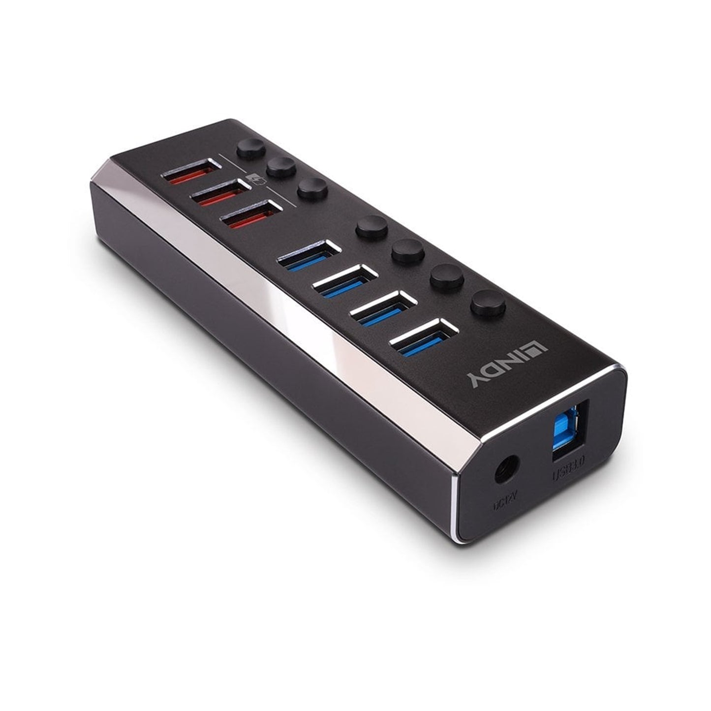 LINDY 43371 4 Port USB 3.0 Hub with 3 Quick Charge 3.0 Ports, Black