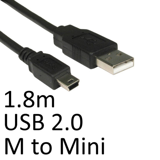 USB 2.0 A (M) to USB 2.0 Mini B (M) 1.8m Black OEM Data Cable