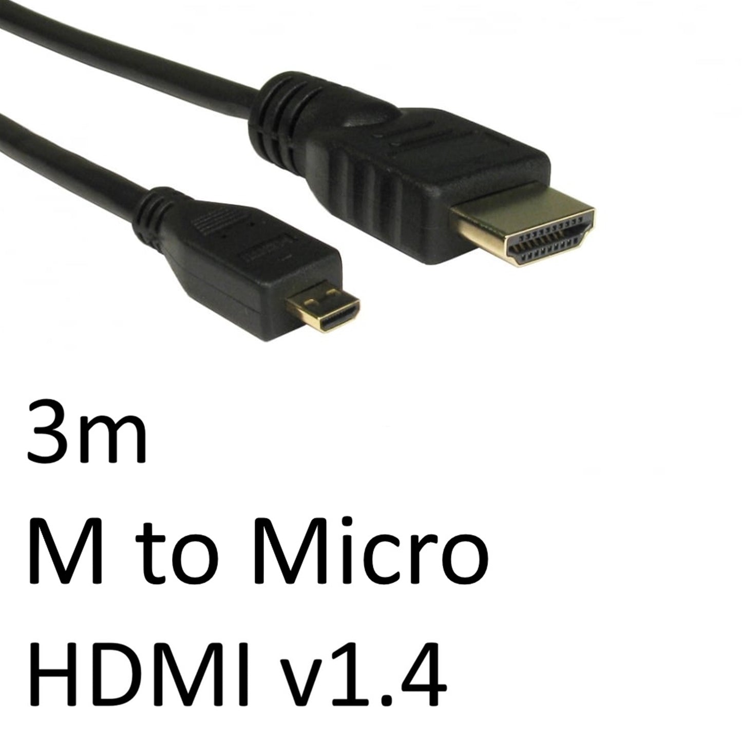 HDMI 1.4 (M) to HDMI Micro 1.4 (M) 3m Black OEM Display Cable