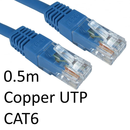 RJ45 (M) to RJ45 (M) CAT6 0.5m Blue OEM Moulded Boot Copper UTP Network Cable