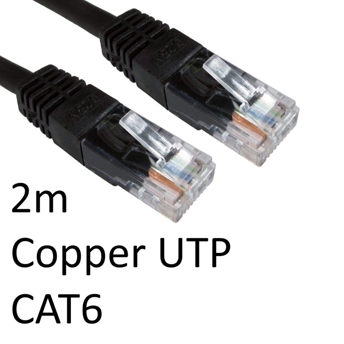 RJ45 (M) to RJ45 (M) CAT6 2m Black OEM Moulded Boot Copper UTP Network Cable