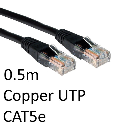 RJ45 (M) to RJ45 (M) CAT5e 0.5m Black OEM Moulded Boot Copper UTP Network Cable