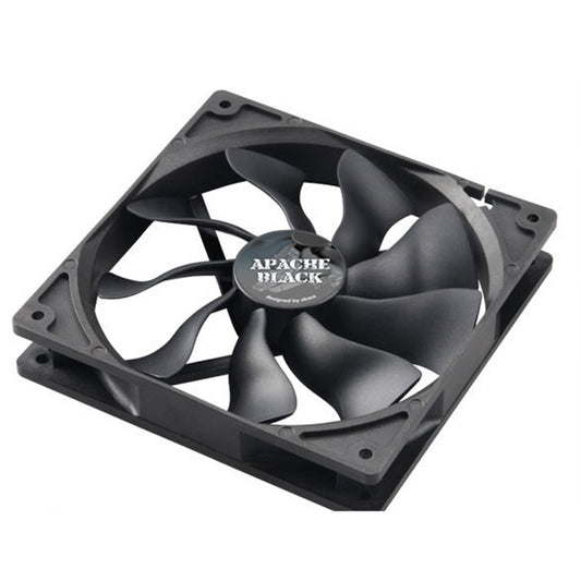 AKASA AK-FN062 APACHE Black Fan, 140mm, 1300RPM, 4-Pin PWM Connector, S-FLOW Fan Blade Design Delivers 30% Higher Airflow