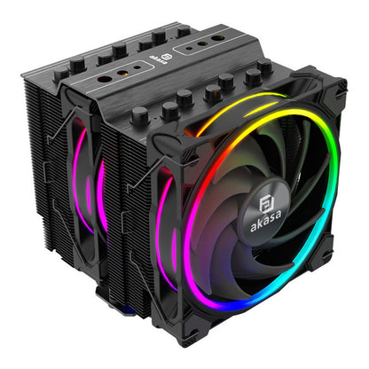 Akasa Soho H7 ARGB CPU Cooler, Black, 2x 120mm PWM Fan, Dual Tower, Aluminium Fins, 7x Copper Heatpipes, Intel/AMD