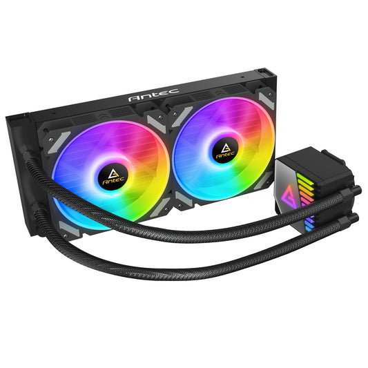 ANTEC Symphony 240 AiO Liquid CPU Cooler, Universal Socket, 240mm Radiator, PWM 1600RPM Cooling Fans, Addressable RGB LED Lighting with Chromatic ARGB Lighting Pump Head