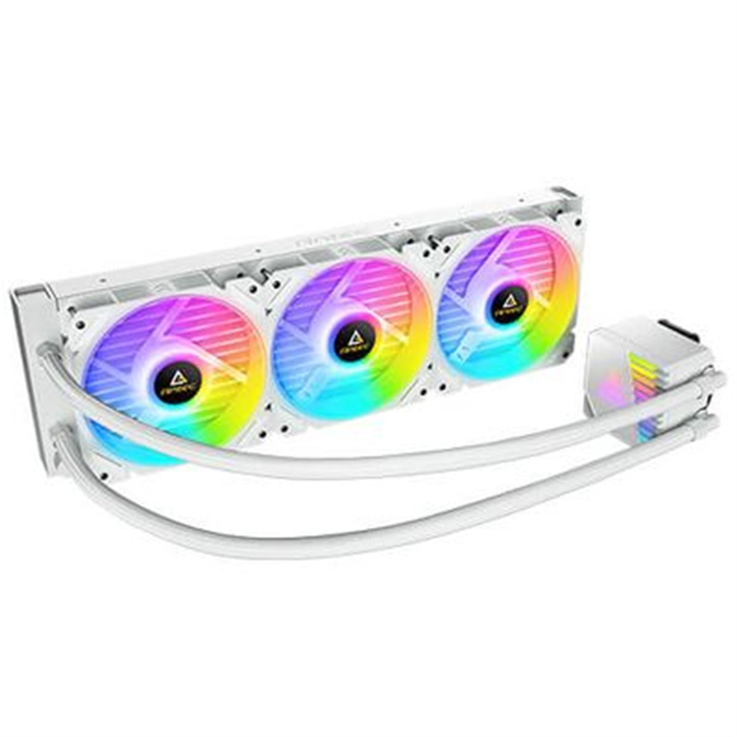 ANTEC Symphony 360 AiO Liquid CPU Cooler, Universal Socket, White, 360mm Radiator, PWM 1600RPM Cooling Fans, Addressable RGB LED Lighting with Chromatic ARGB Lighting Pump Head