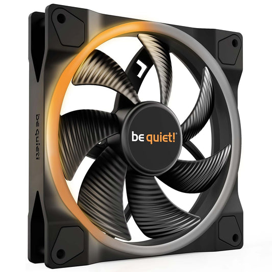 be quiet! Light Wings PWM Addressable RGB Fan, 140mm, 1500RPM, 4-Pin PWM Fan & 3-Pin ARGB Connectors, Black Frame, Black Blades, ARGB Lighting on Front & Rear