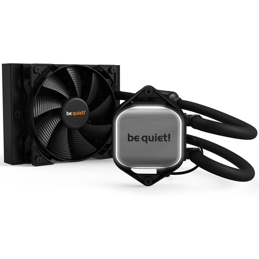 be quiet! Pure Loop AiO Liquid CPU Cooler, Universal Socket, 120mm Radiator, 1 x Pure Wings 2 120mm PWM 2000RPM Black Cooling Fan, White LED Pump Head, Easy Access Refill Port & Included Coolant Bottle For a Long Lifespan