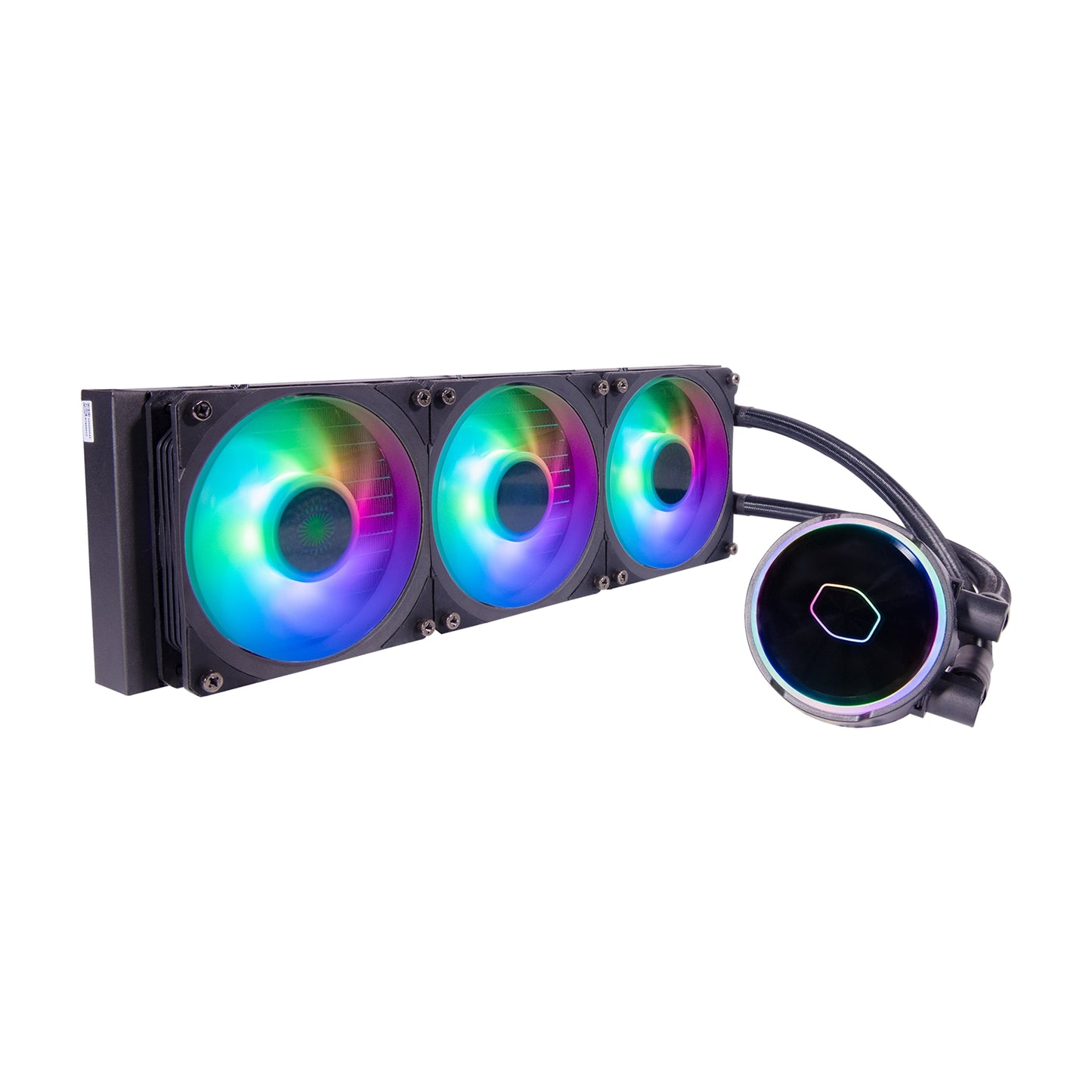 Cooler Master MasterLiquid Pro PL360 Flux AiO Liquid CPU Cooler, Universal Socket, 360mm Radiator, PWM 2300RPM Cooling Fans, Addressable Gen 2 RGB LED Lighting with Dual Loop ARGB Pump & Wired ARGB Controller, Low Profile Radiator